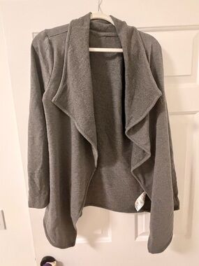 Danskin Gray Draped Open-Front Cardigan